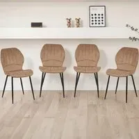 Jaydn Set of 4 Dining Chairs - Brown, Distressed Leather