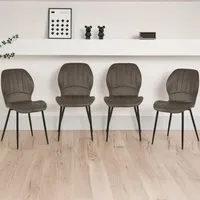 Jaydn Set of 4 Dining Chairs - Grey, Distressed Leather