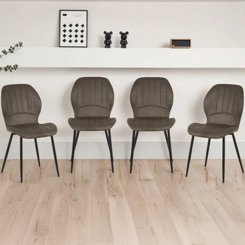 Jaydn Set of 4 Dining Chairs - Grey, Distressed Leather