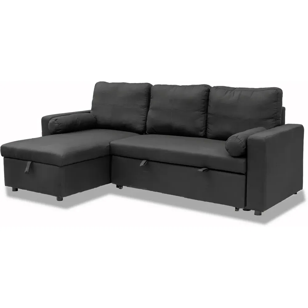Manhattan 3-Seater Corner Sofa Bed - Black