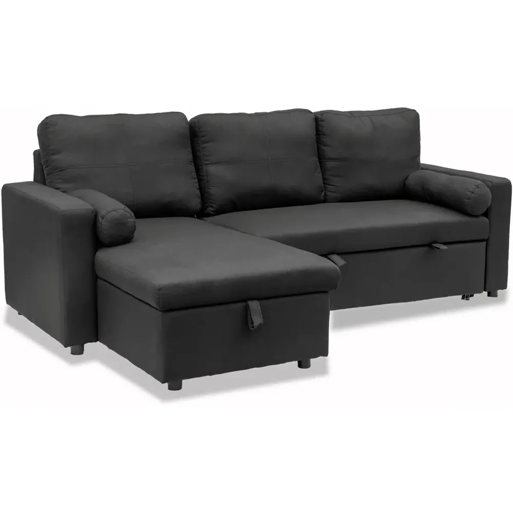 Manhattan 3-Seater Corner Sofa Bed - Black