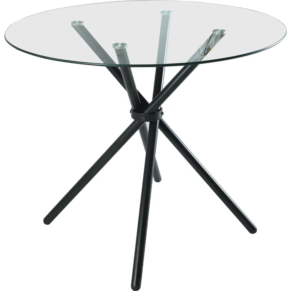 New York 4-Seater Round Dining Table - Black, Glass