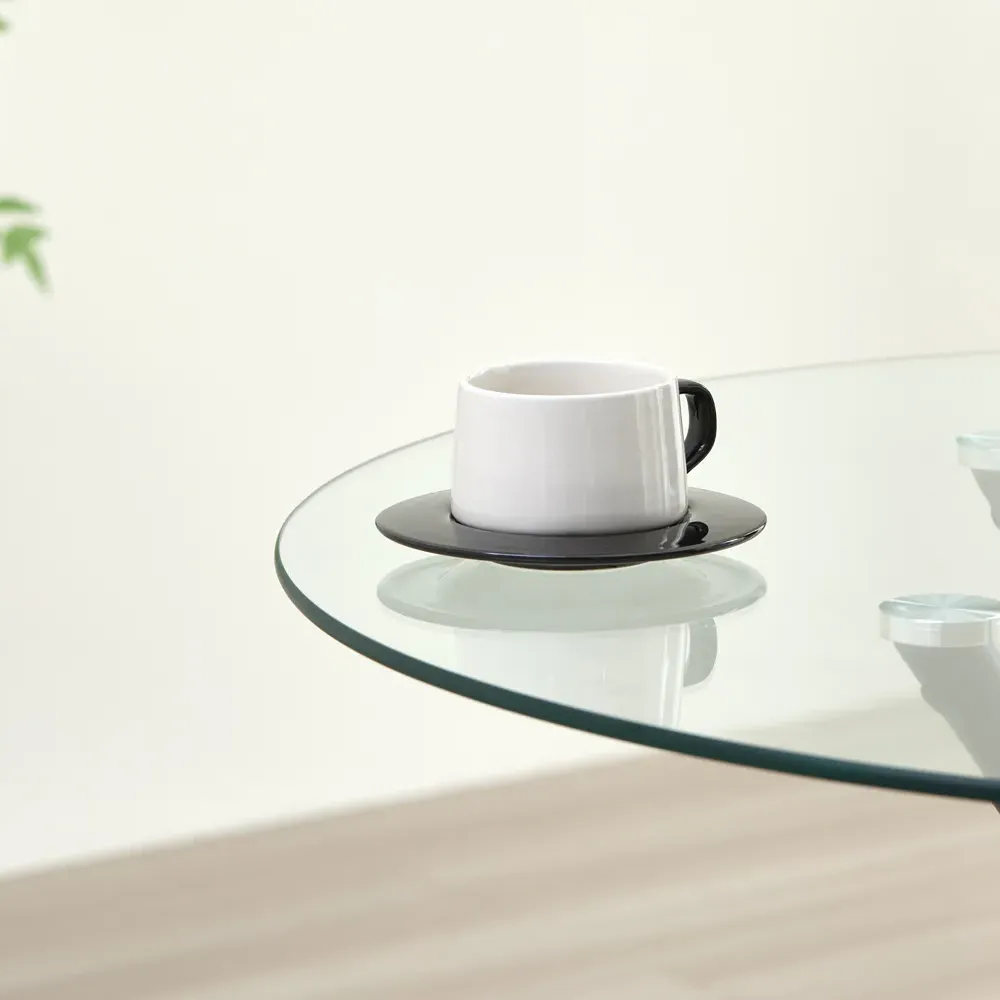 New York 4-Seater Round Dining Table - Black, Glass