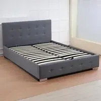 Oslo Double Ottoman Bed Frame with Storage - Grey, Linen