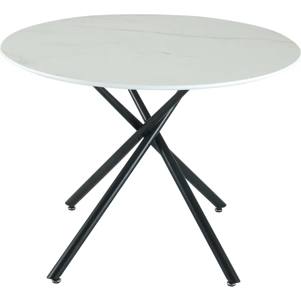 Seattle 4-Seater Round Dining Table - White, Stone
