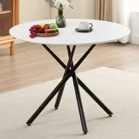 Seattle 4-Seater Round Dining Table - White, Stone