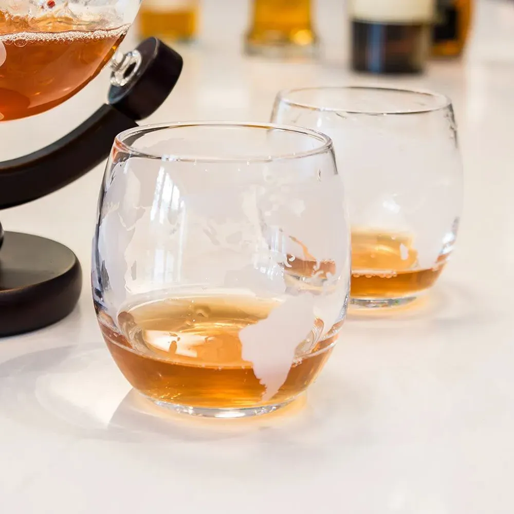 Globe Decanter with 2 Glass Set - Black