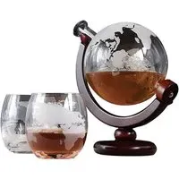 Globe Decanter with 2 Glass Set - Black
