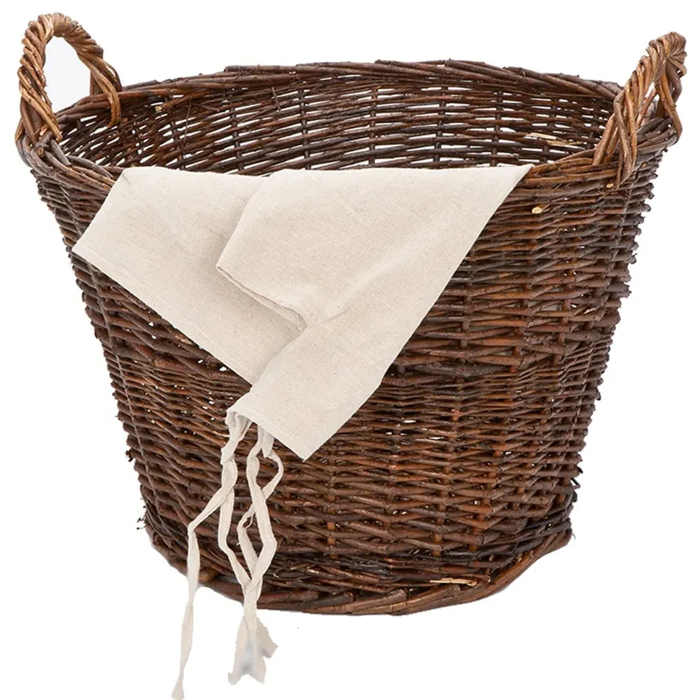 Dark Wicker Basket with Liner - Brown