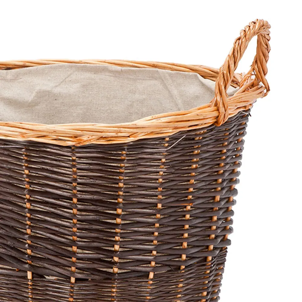 Mixed Colour Wicker Log Basket - Brown
