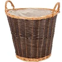 Mixed Colour Wicker Log Basket - Brown