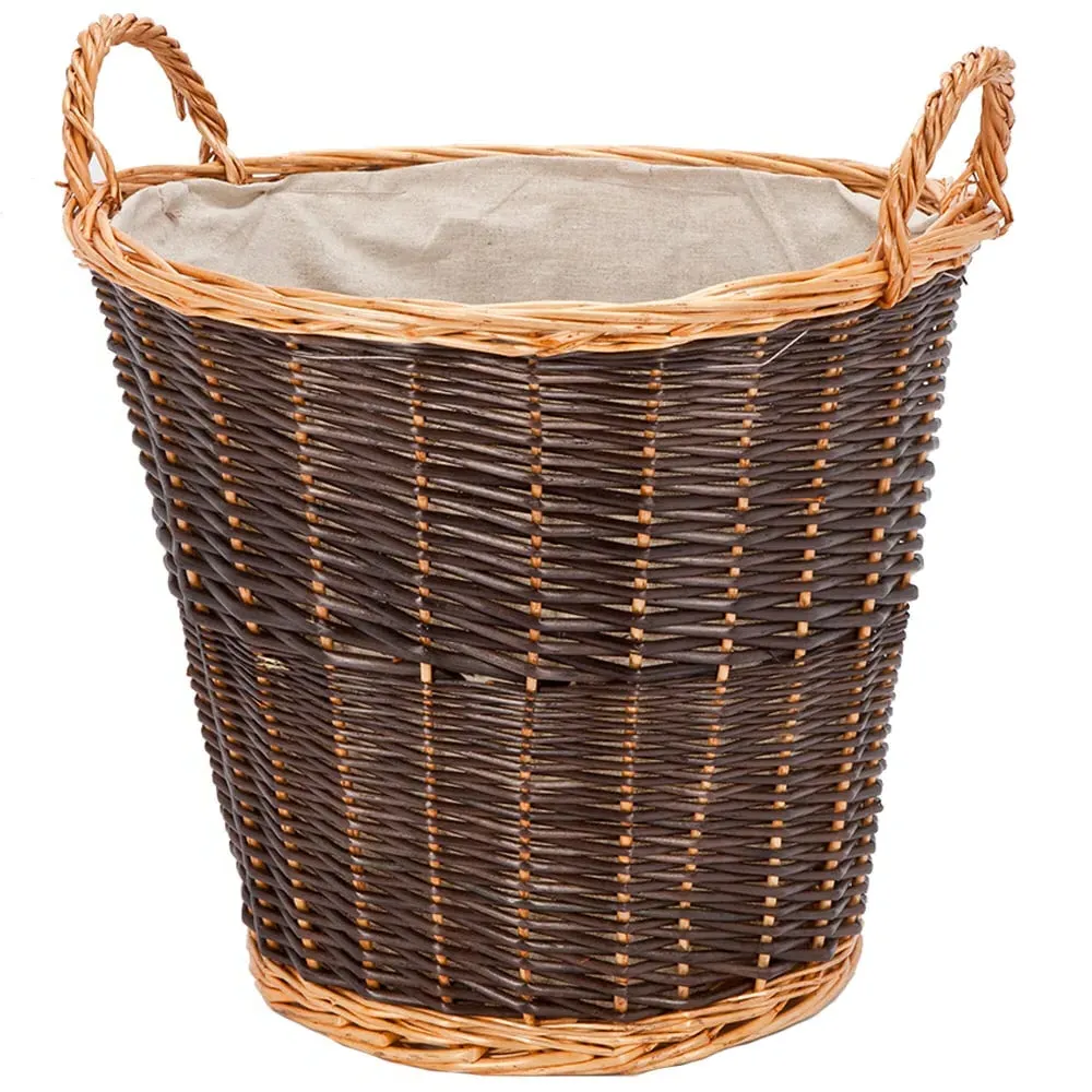 Mixed Colour Wicker Log Basket - Brown