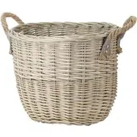 Medium Log Basket with Rope Handle - Neutral, Wicker