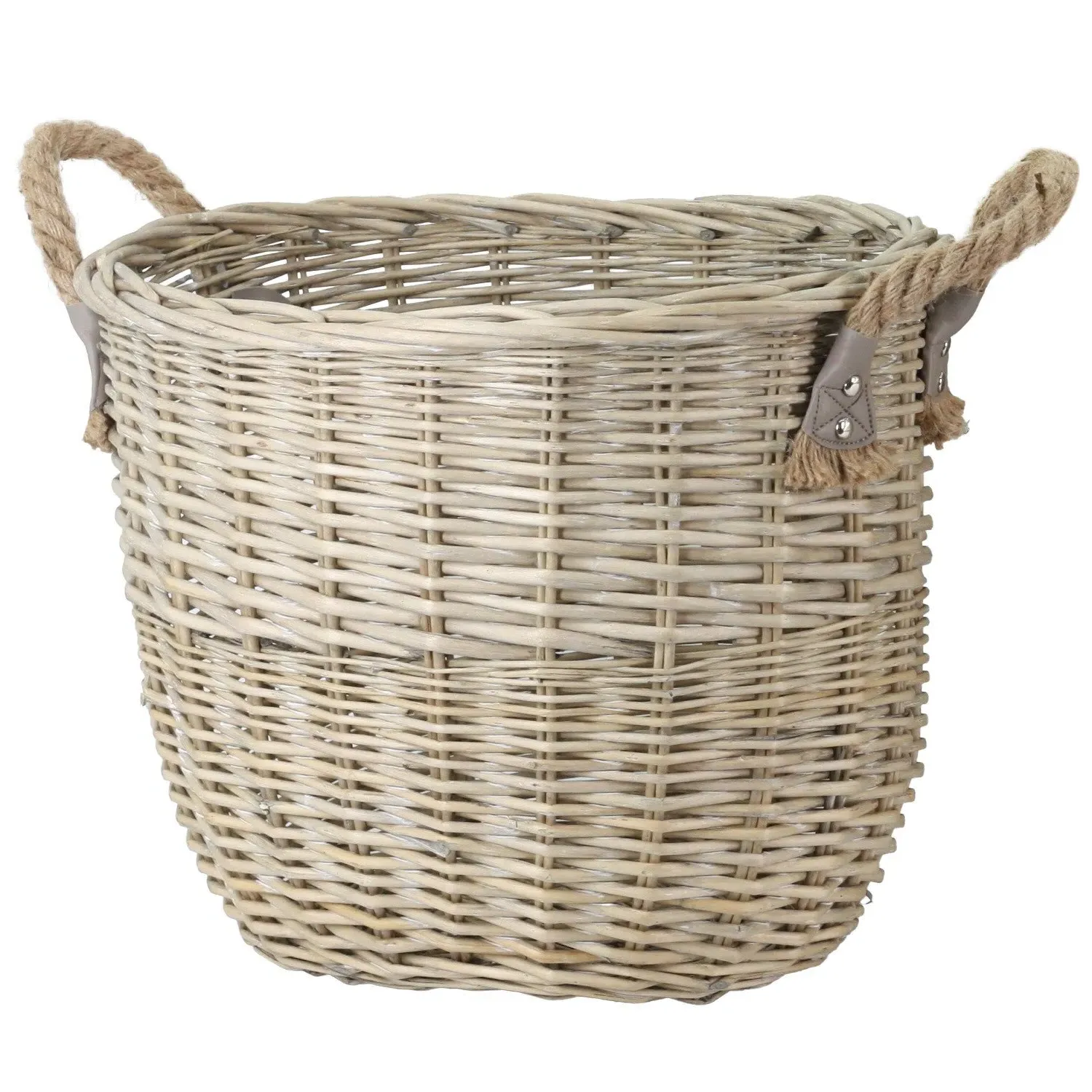 Medium Log Basket with Rope Handle - Neutral, Wicker image