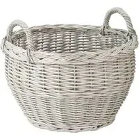 Medium Round Log Basket - Greywash, Wicker