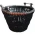 Round Wicker Log Basket with Chrome Handles - Brown