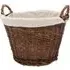 Wicker Log Basket with Linen Lining - Brown