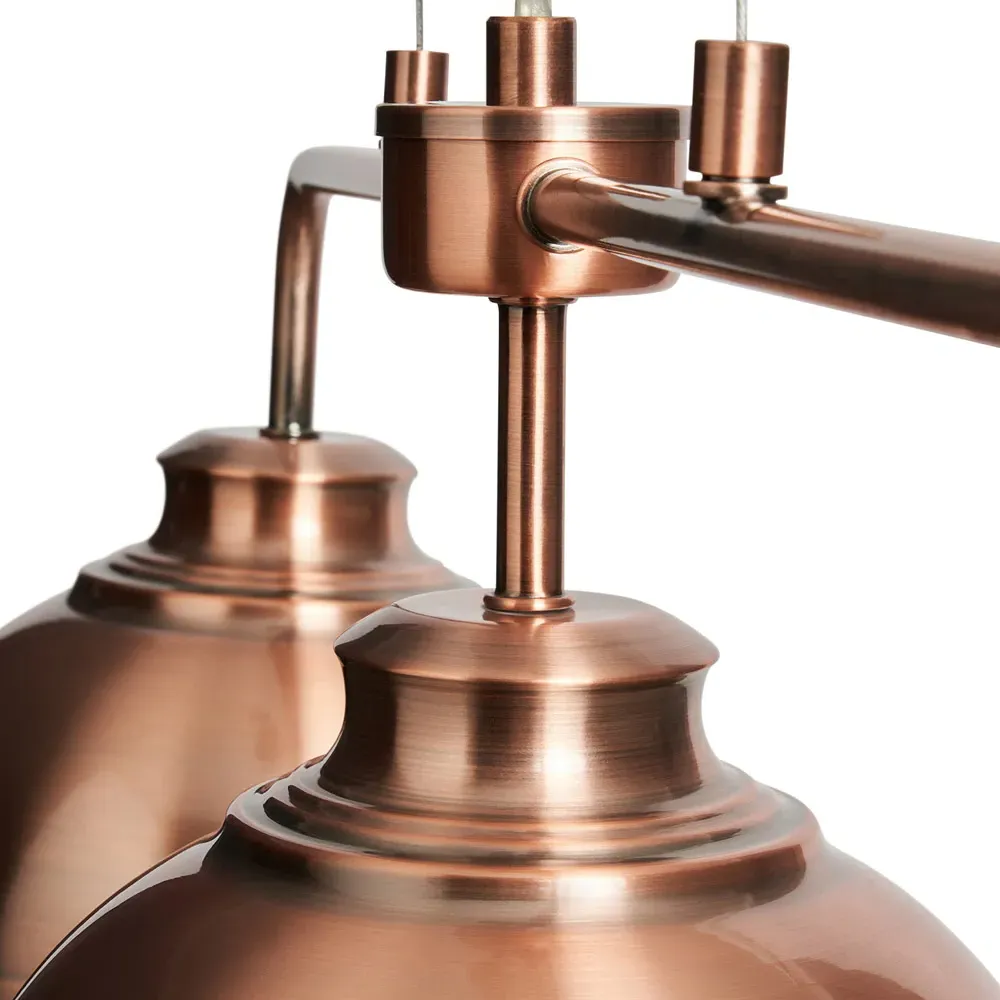 Brooke 3 Light Dome Diner Pendant Light - Rose Gold