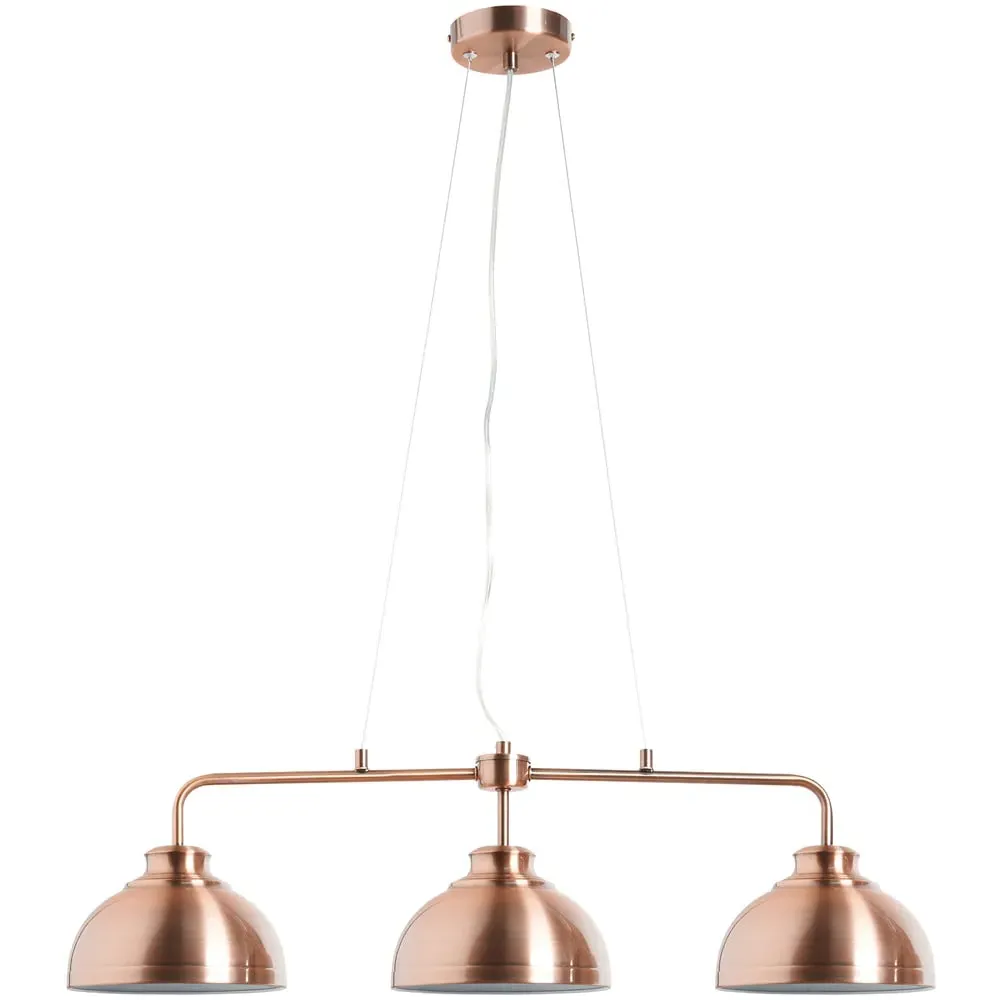 Brooke 3 Light Dome Diner Pendant Light - Rose Gold