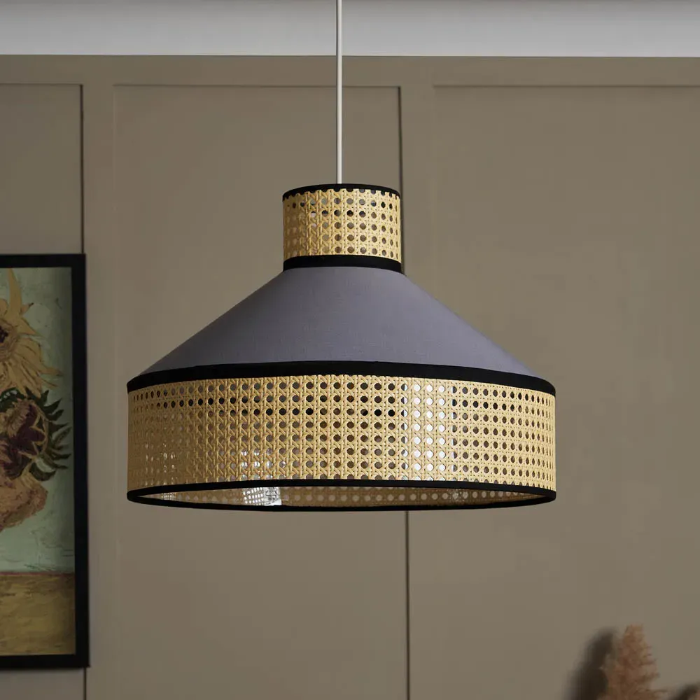 Cole Cane Easyfit Pendant Light - Natural, Grey