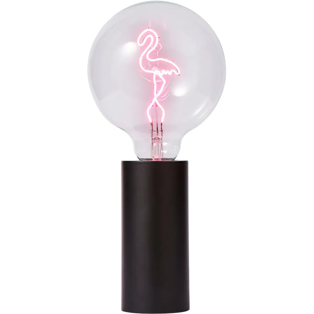Flamingo Bulb in Holder - Black, Pink