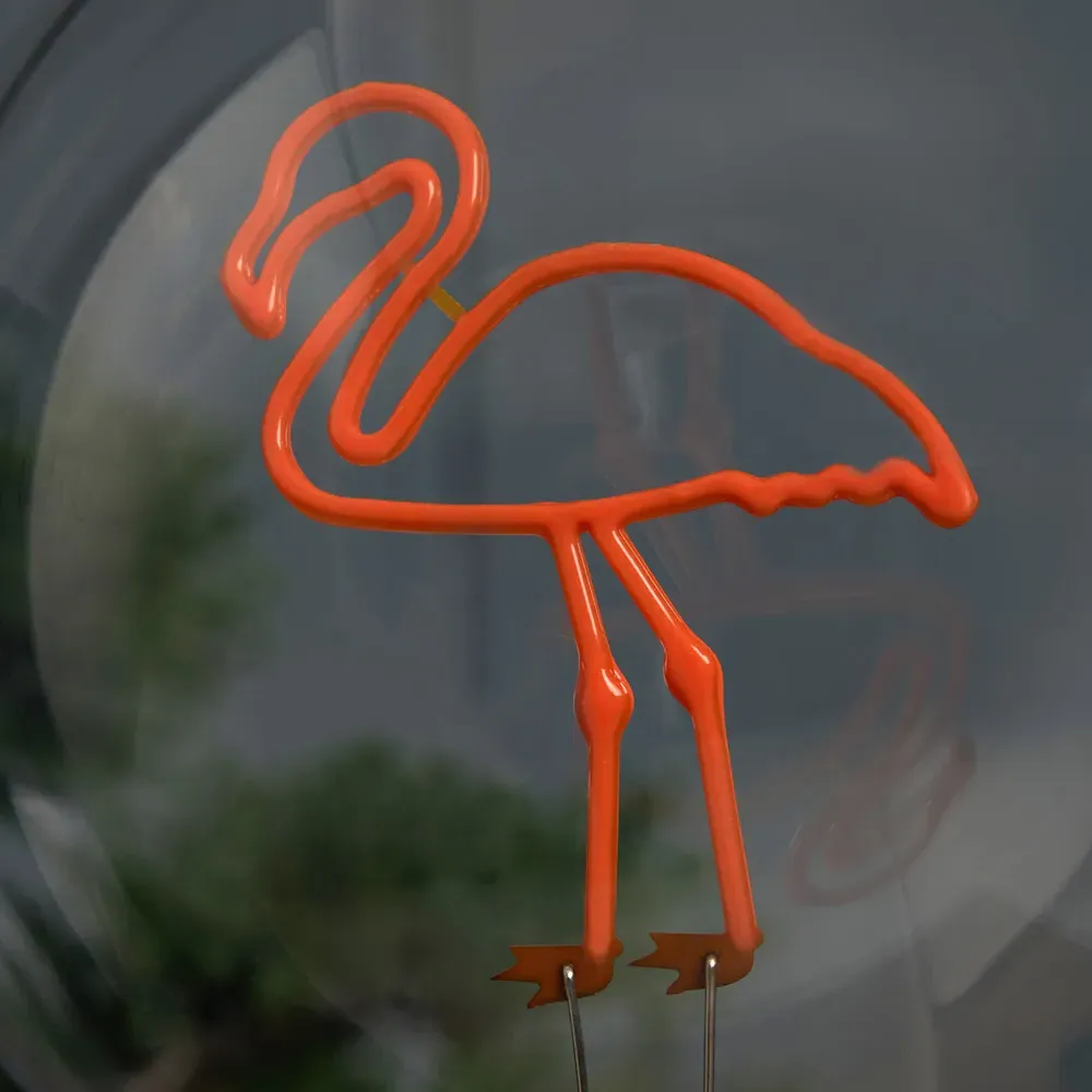 Flamingo Bulb in Holder - Black, Pink