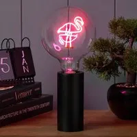 Flamingo Bulb in Holder - Black, Pink