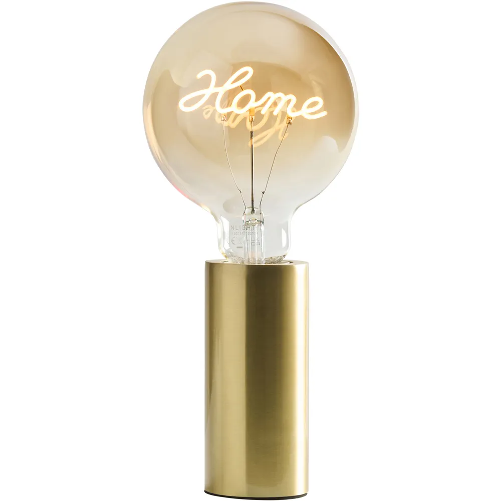 Home Neon Bulb with Satin Brass Base - Gold
