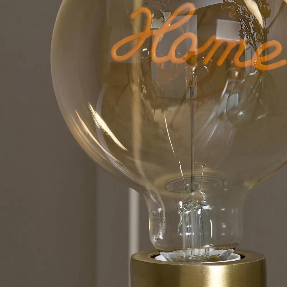 Home Neon Bulb with Satin Brass Base - Gold