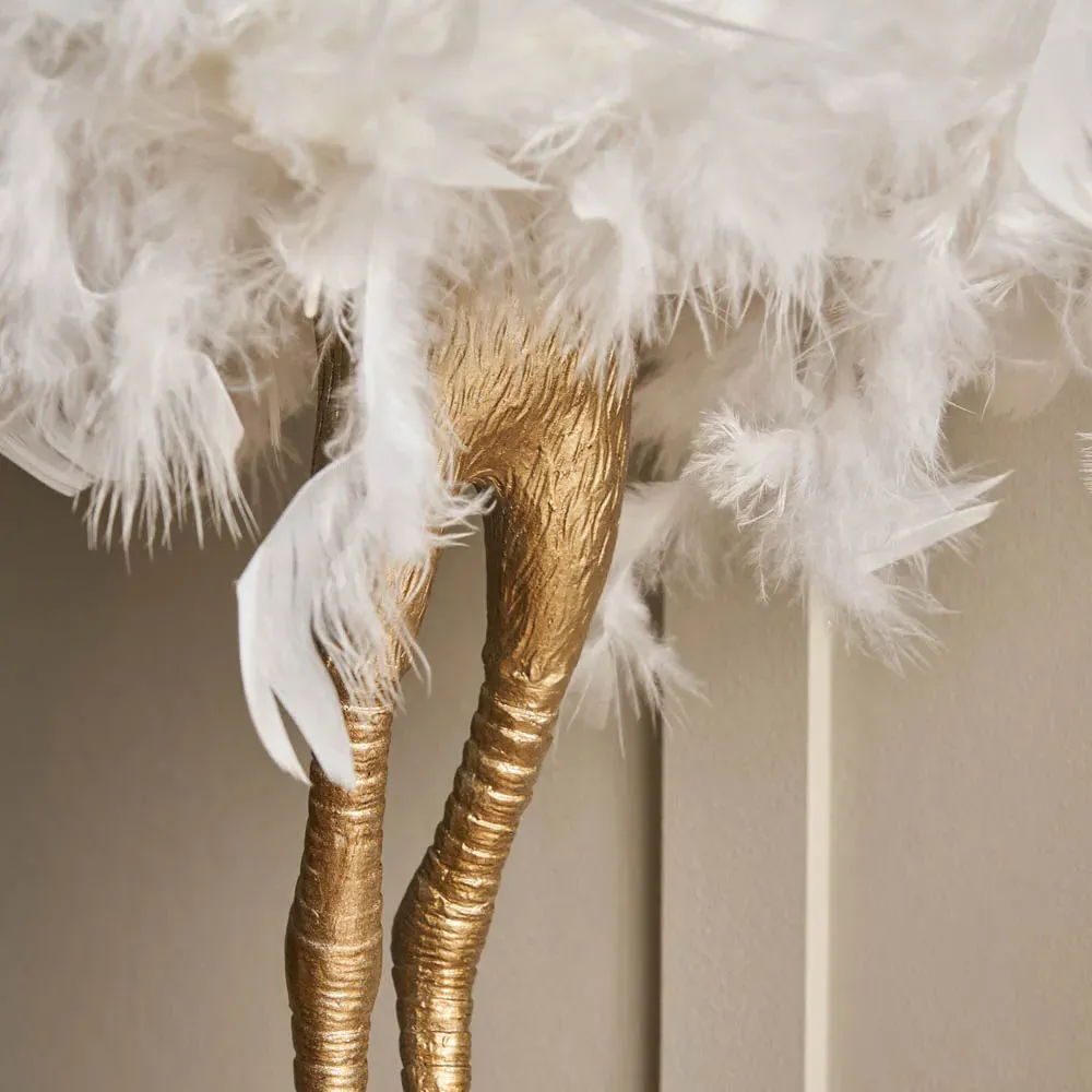 Ozzy Ostrich Legs Feather Table Lamp - Gold