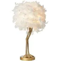 Ozzy Ostrich Legs Feather Table Lamp - Gold