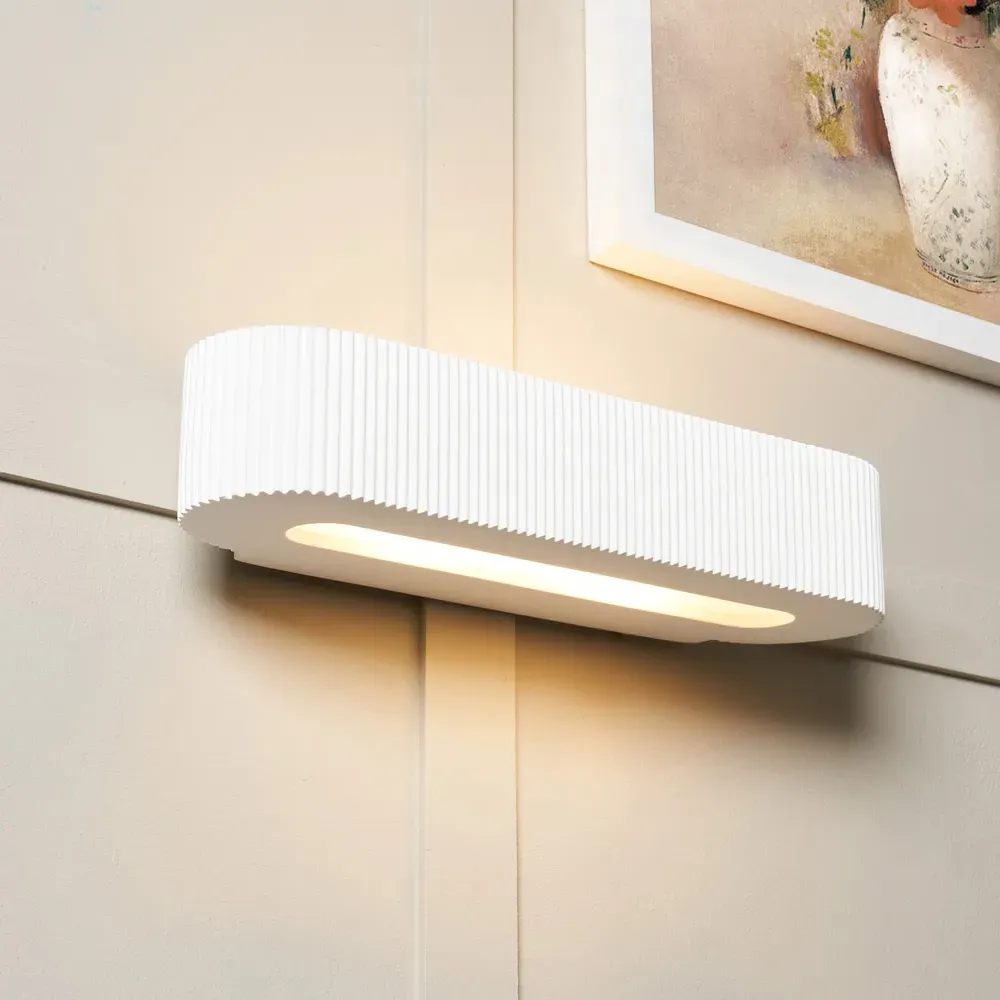 Inlight Peighton Up and Down Wall Light - White, Plaster