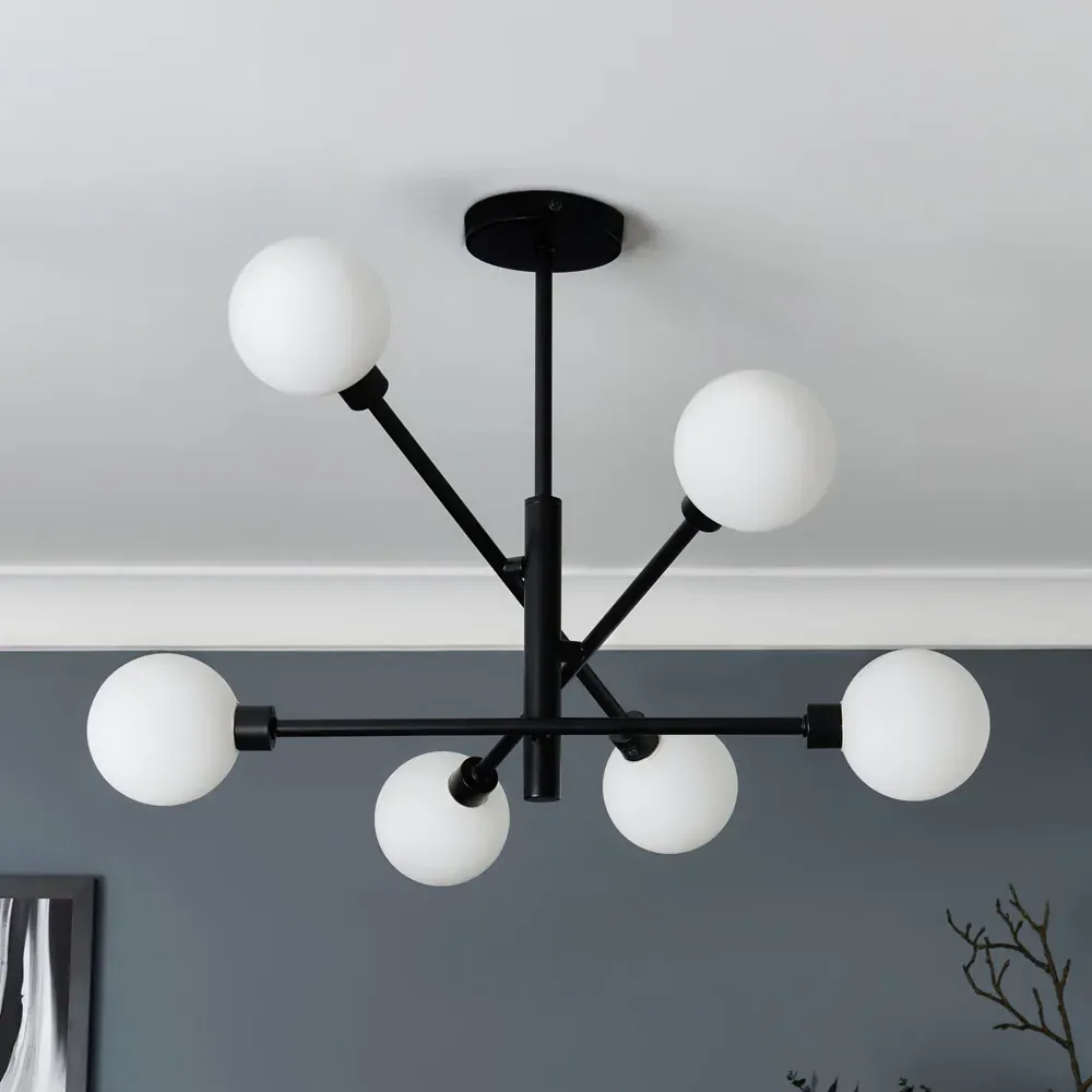 Sola 6 Light Semi Flush Ceiling Light - Black