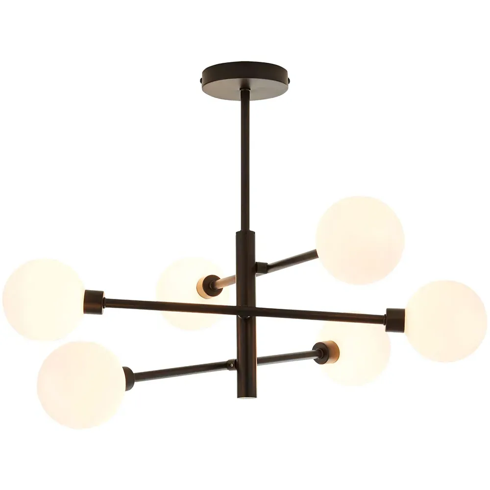 Sola 6 Light Semi Flush Ceiling Light - Black