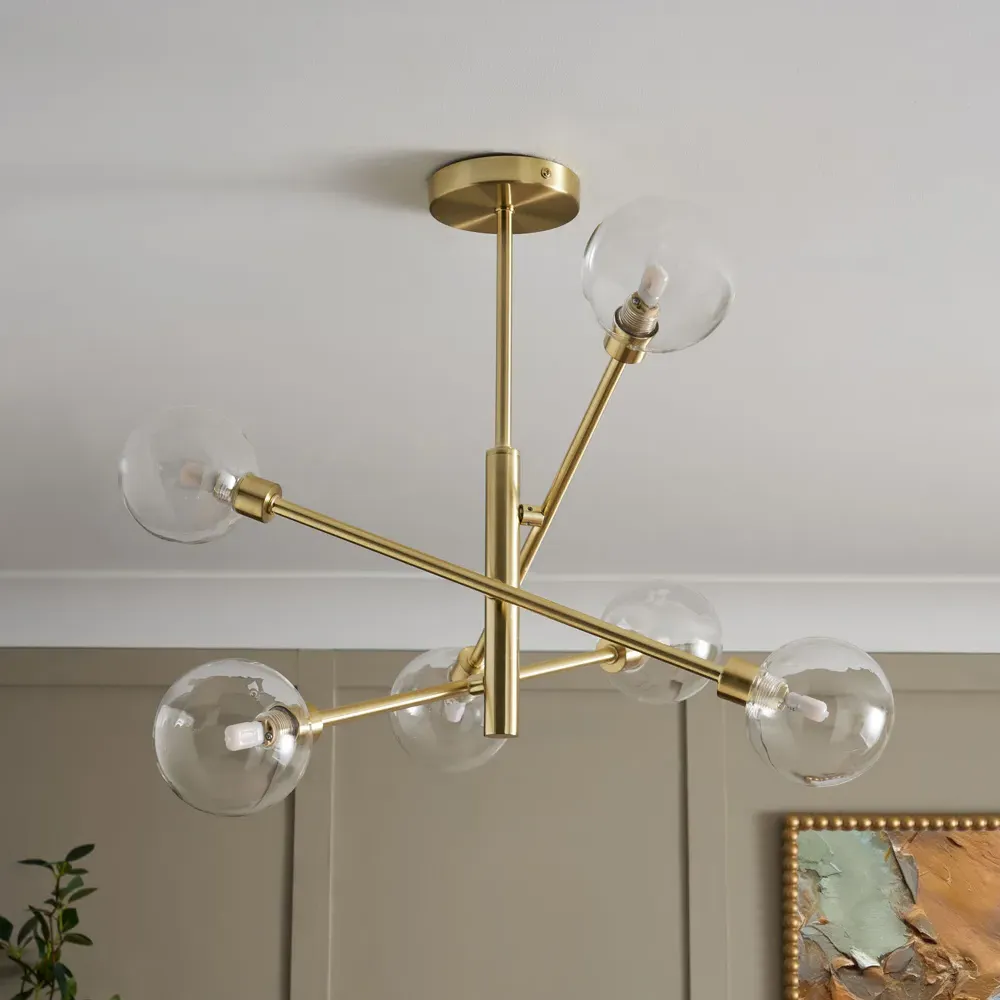 Sola 6 Light Semi Flush Ceiling Light - Gold