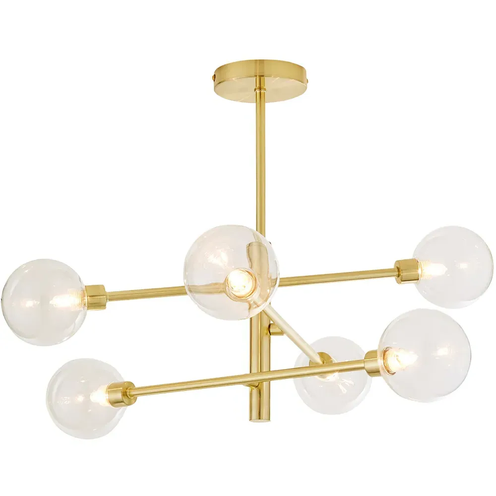 Sola 6 Light Semi Flush Ceiling Light - Gold
