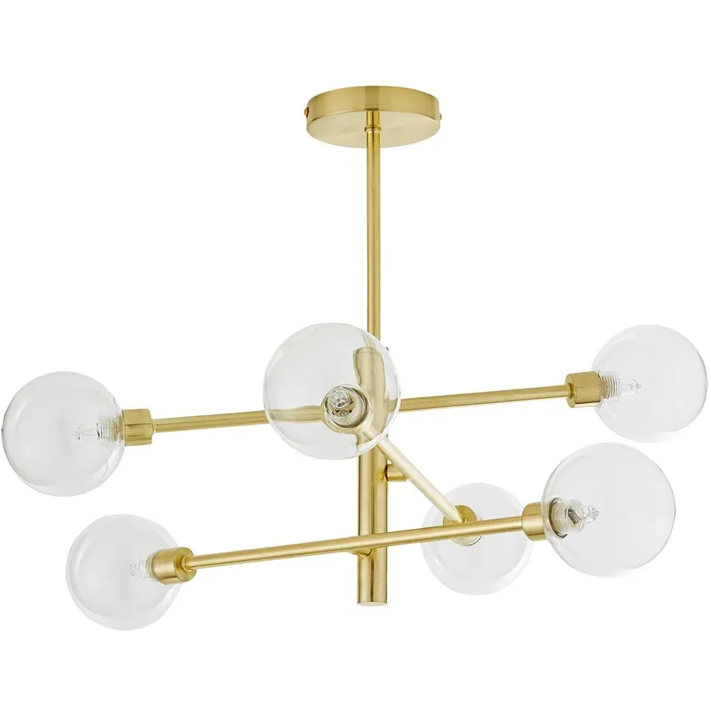 Sola 6 Light Semi Flush Ceiling Light - Gold
