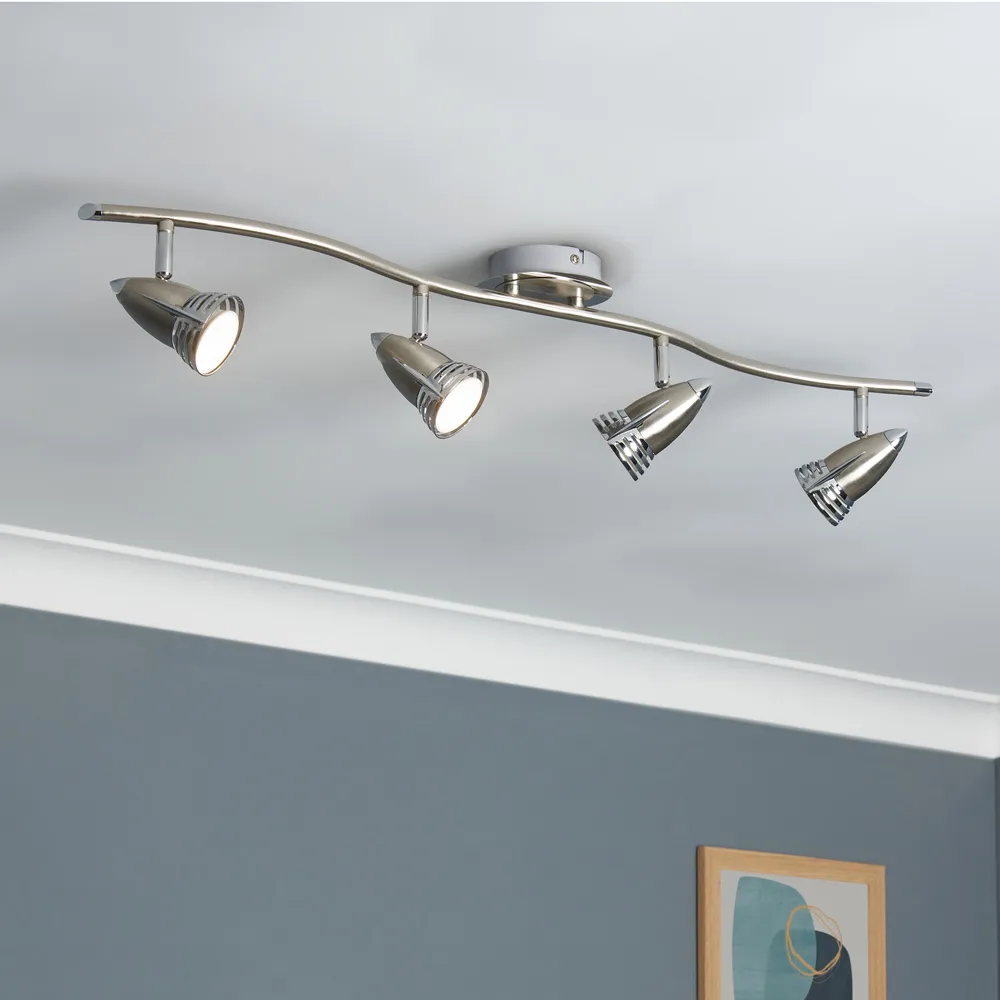 Ezra 4 Spot Light Bar - Silver, Satin Nickel