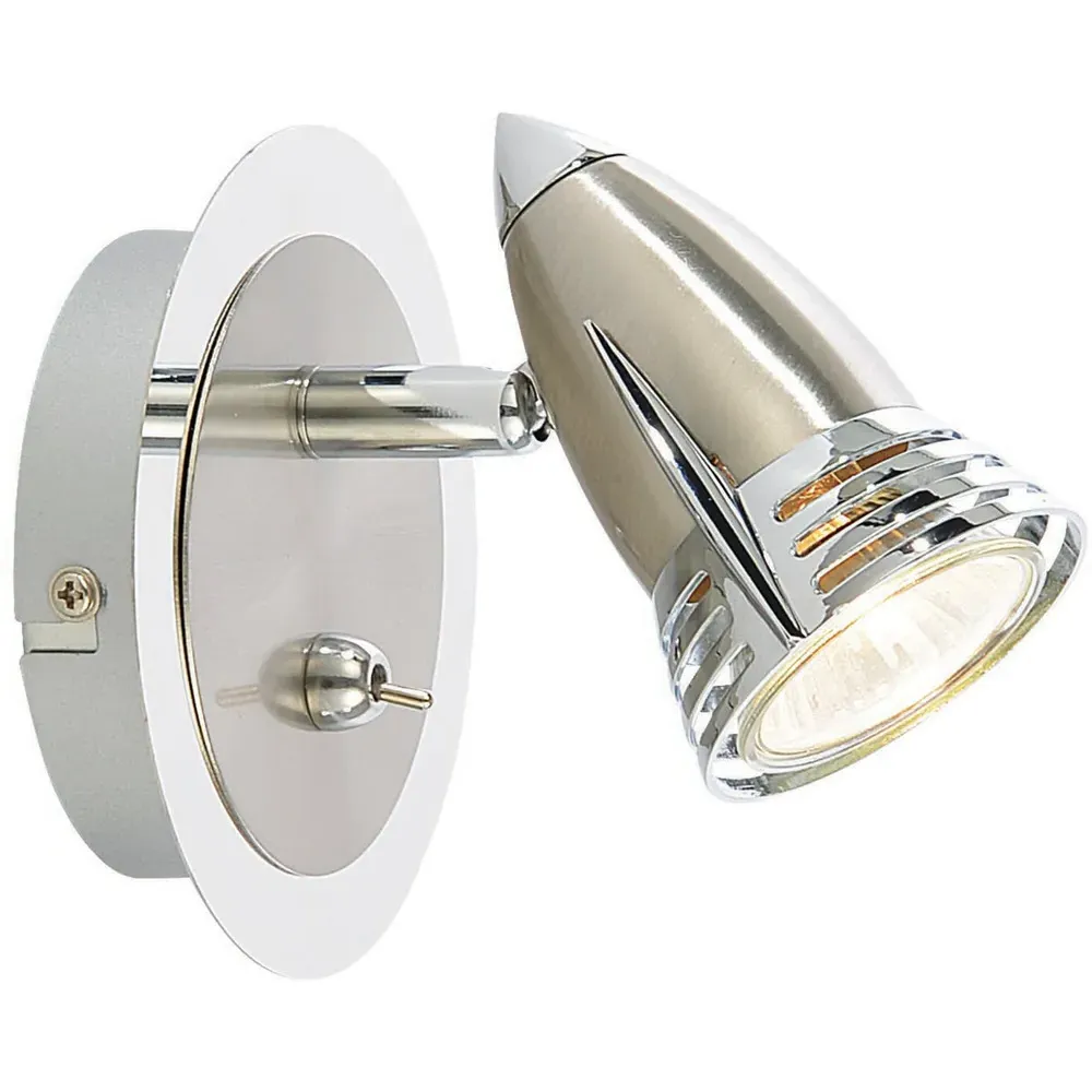 Ezra Single Spot Light - Silver, Satin Nickel