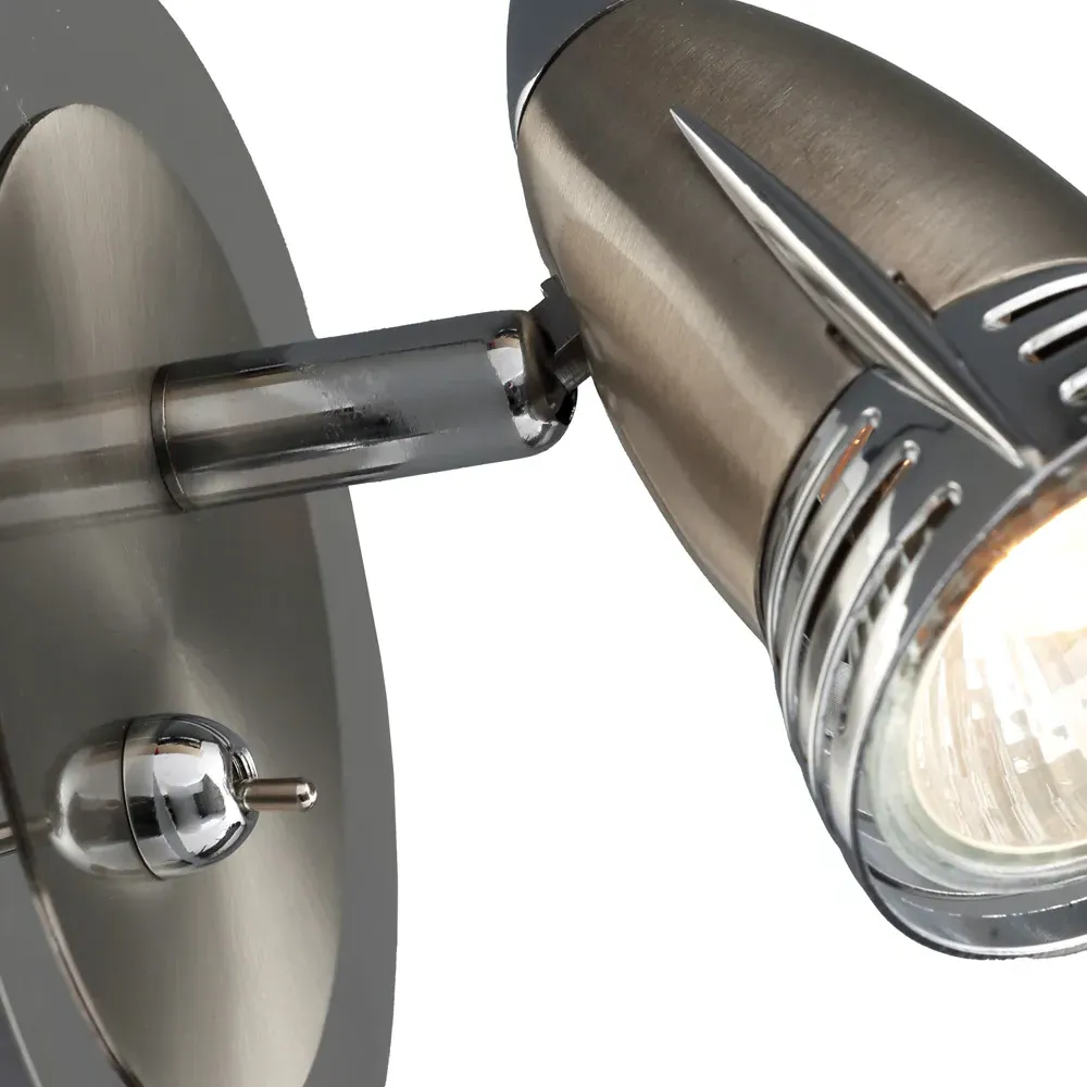 Ezra Single Spot Light - Silver, Satin Nickel