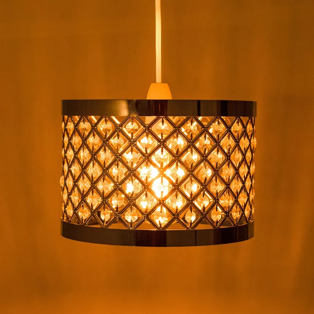 Acrylic Moda Chrome Sparkly Ceiling Pendant Light Shade - Clear