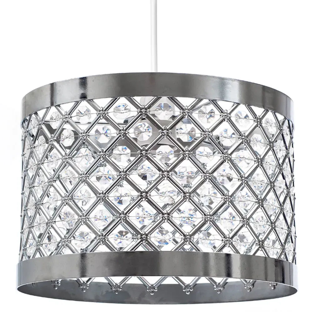 Acrylic Moda Chrome Sparkly Ceiling Pendant Light Shade - Clear