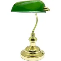 Bankers Desk Lamp - Green, Brass