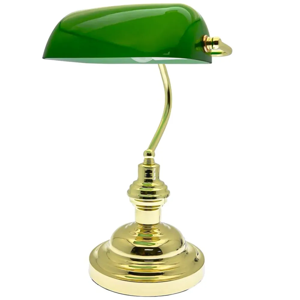Bankers Desk Lamp - Green, Brass image