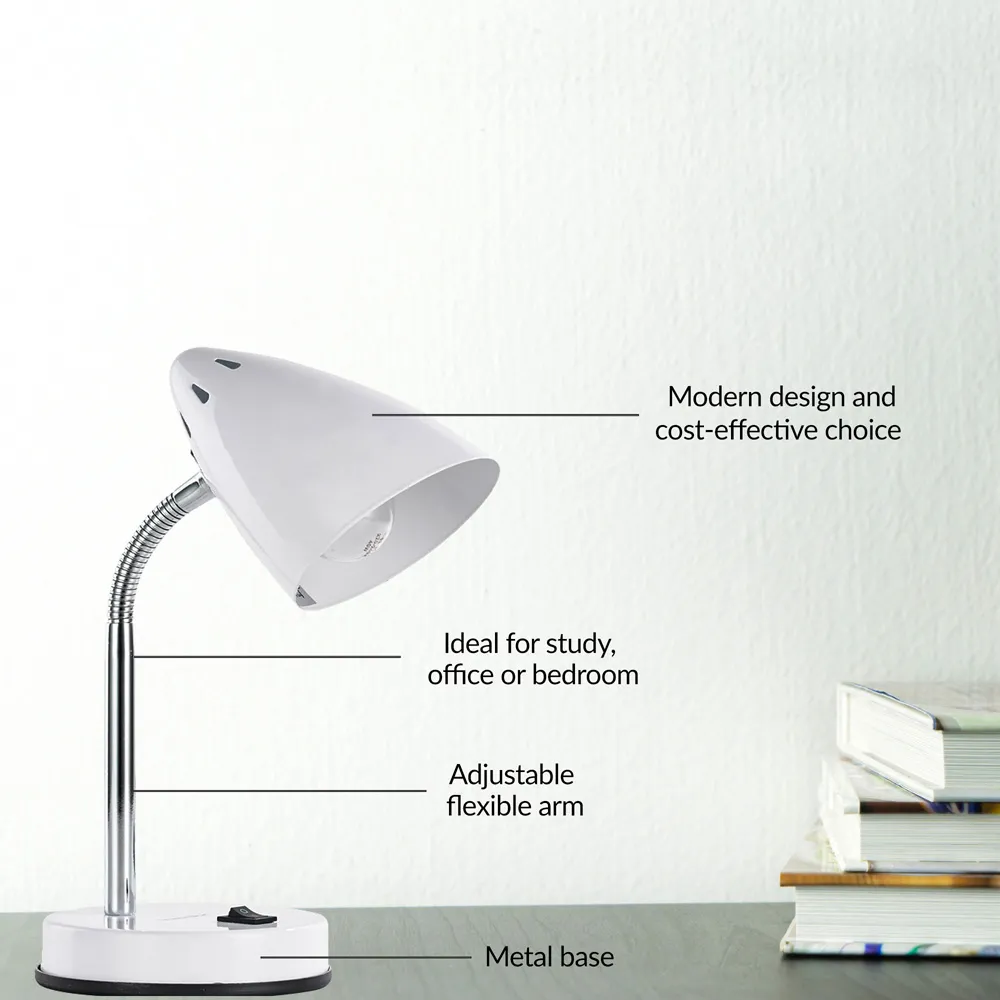 Cone Flexible Neck Desk Lamp - White