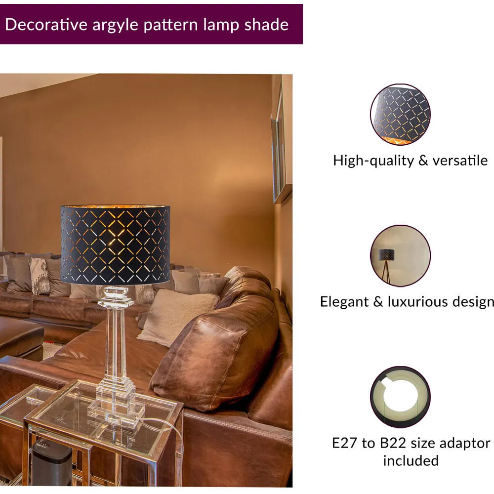 Drum Lamp Shade with Reflective Film - Black