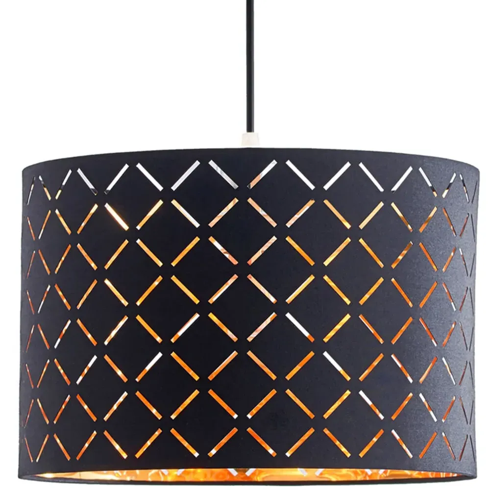 Drum Lamp Shade with Reflective Film - Black image