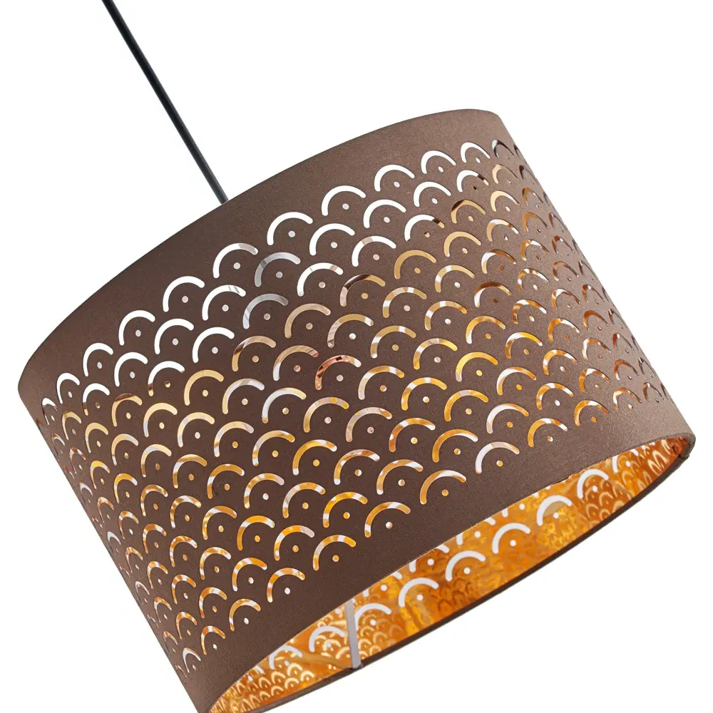 Drum Lamp Shade with Reflective Film - Brown