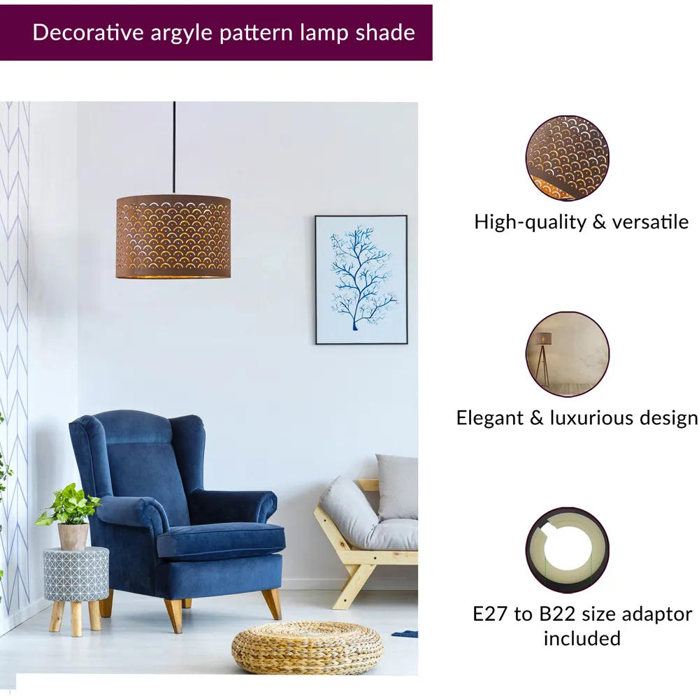 Drum Lamp Shade with Reflective Film - Brown