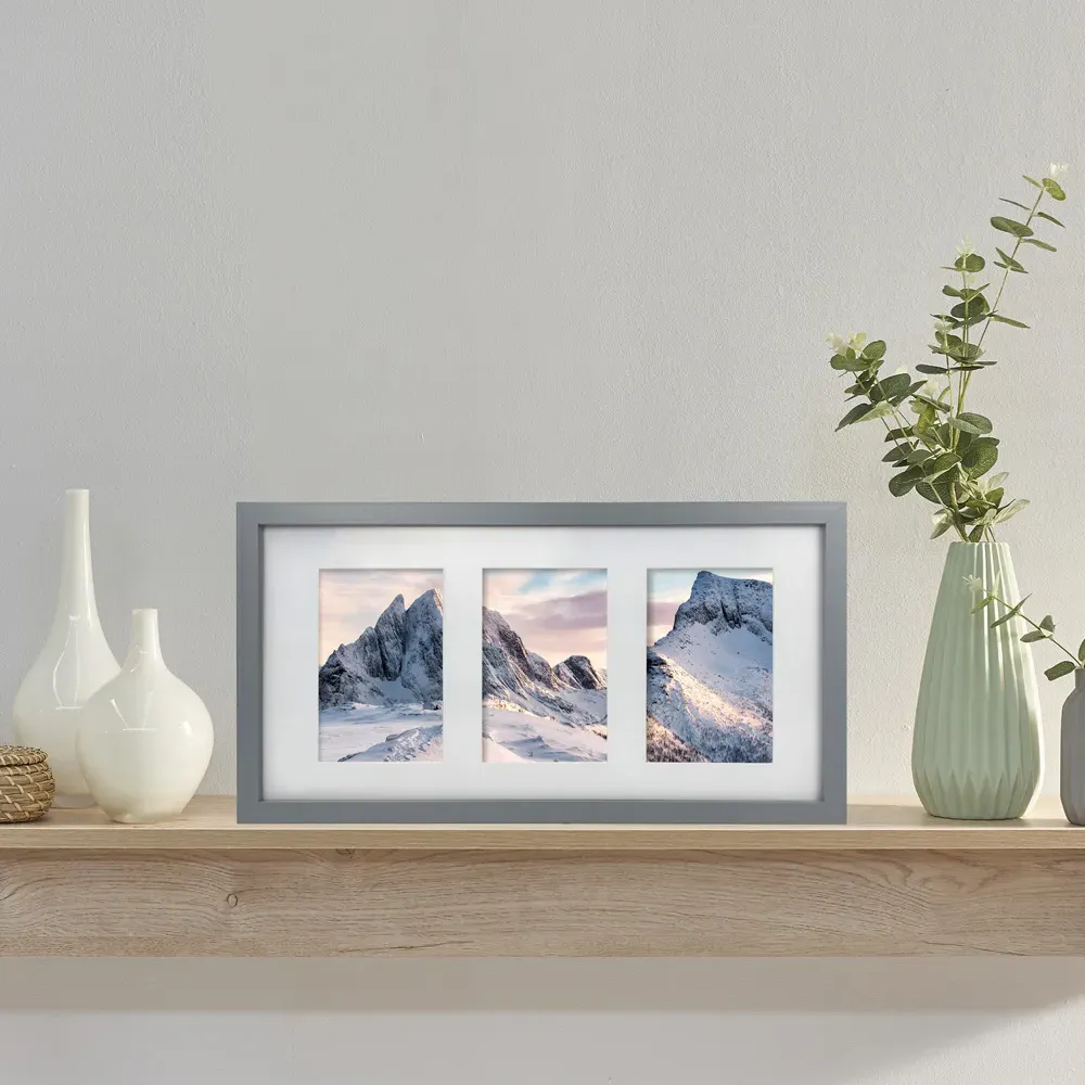 Essentials 3-in-1 Photo Frame - Grey, Wood